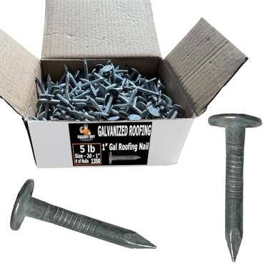 Imagem de Pregos de telhado galvanizados 2,5 cm - 2d | Fixadores resistentes à ferrugem para telhas, papel de alcatrão e envoltório doméstico - pregos de 2,3 kg-1350