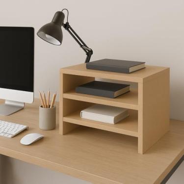 Imagem de Organizador de Mesa para Escritório, Estante para Documentos em MDF, 3 Níveis, Branco (mdf cru)