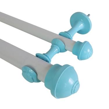 Imagem de Varão de Cortina Grosso Duplo 28/19mm (Grosso/Fino) Metal Kit Completo Diversas Medidas Cores(AZUL,3,00M)