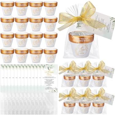 Imagem de Blushtier 73 peças de lembrancinhas de casamento Let Love Grow para convidados, incluindo 24 pequenos vasos de terracota de argila com orifícios, fita, cartão, saco OPP, lembranças de agradecimento