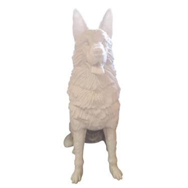 Imagem de Estatueta Pastor Alemão Suíço Branco 15cm – Escultura Realista