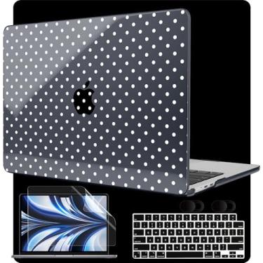 Imagem de MEEgoodo Capa para MacBook Air M4/M3/M2 34.5 cm 2025 2024 2022, serve para o modelo A3240 A3113 A2681, compatível com MacBook Air de 13 polegadas, capa rígida para laptop com capa de teclado, bolinhas