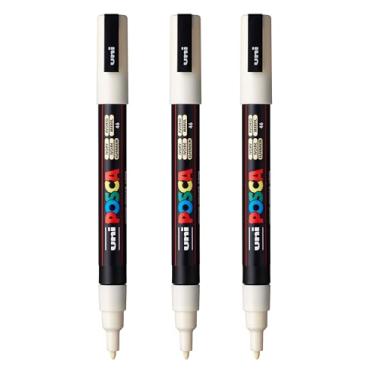 Imagem de posca Marcadores de tinta à base de água PC-3M, ponta fina reversível (0,9-1,3 mm), marfim, 3 unidades