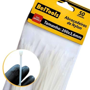 Imagem de Combo 50 Abraçadeira Nylon 200x3,6mm Branca Beltools