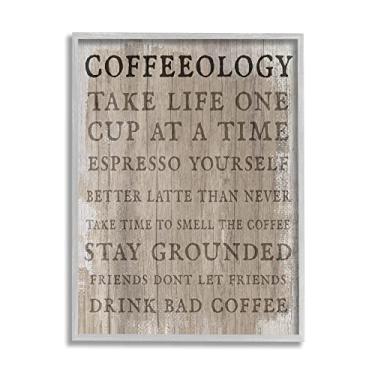 Imagem de Stupell Industries Placa de café rústica, frases de positividade expresso, trocadilhos de bebida, desenhada por Daphne Polselli Gray Framed Art, 60 x 76 cm, bege