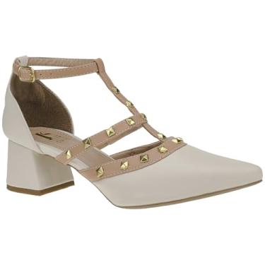 Imagem de Sapato Feminino Scarpin Spyke Confort Saltinho Baixo Bloco Fivela 005 (Off White, BR, Adulto, Numérico, 37)
