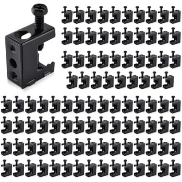 Imagem de Patioer 100 braçadeiras de viga de aço com mola de 1/10.2 cm-20 ganchos de viga de metal parafuso na braçadeira para haste rosqueada de 1/10.2 cm e 3/20.3 cm, ganchos em S e anéis de freio, preto