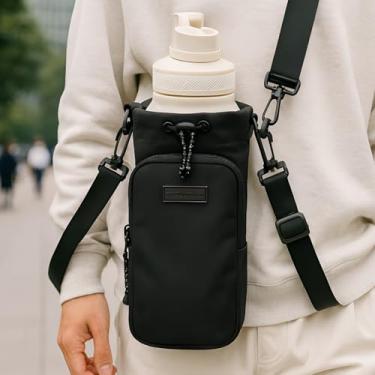 Imagem de Bolsa Porta Garrafa Térmica Premium Impermeável, Alça Ajustável E Removível, Nylon Reforçado, Com Bolso Frontal, Ideal Para Garrafas De 500ml A 1L, Marca VARENZIA