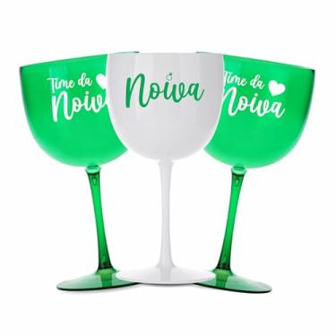 Imagem de Kit 06 Taças Gin Vodka 580ml Acrílica - Personalizadas Chá de lingerie despedida de solteira madrinhas Bride Noiva - Aloha (Verde - Noiva)