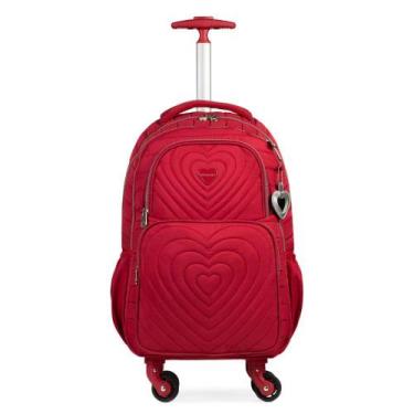 Imagem de Mochila de Rodinha Juvenil Feminina BG girl com 4 rodas Vermelho - Bag