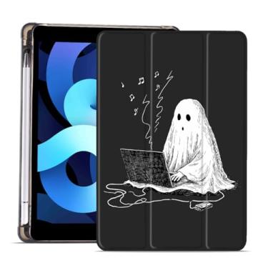 Imagem de MAYCARI Capa de Halloween para iPad de 10,2 polegadas 2021/2020/2019 com suporte para lápis, capa protetora traseira de TPU macio original de 9ª/8ª/7ª geração, capa protetora traseira, hibernar