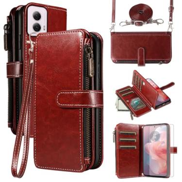 Imagem de Asuwish Capa de celular para Motorola Moto G Power 5G 2024 capa com protetor de tela de vidro temperado e cordão com zíper carteira suporte para cartão suporte protetor acessórios de celular G5