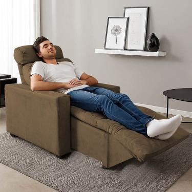 Imagem de Poltrona Cadeira Do Papai E Mamãe Reclinável Retrátil Para Sala De Descanso Madri Capuccino