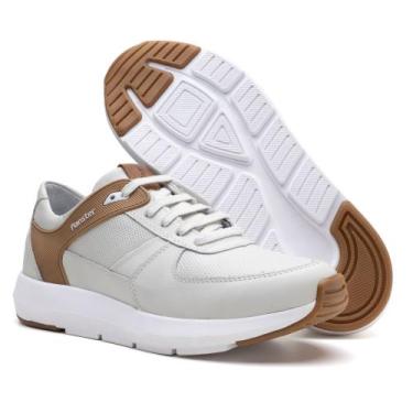 Imagem de Tênis Sneaker Masculino Confort Ranster 9002 Couro, Gelo, Caramelo, 41