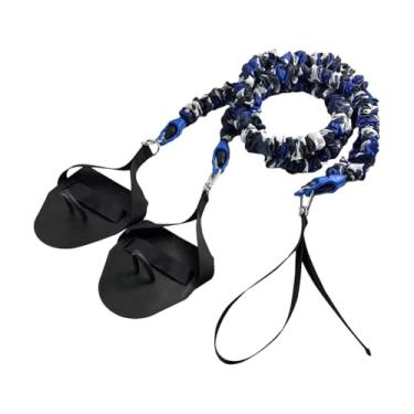 Imagem de oshhni Faixa elástica de resistência para natação, corda elástica para homens e mulheres, com pás de mão, equipamento de treinamento para exercícios de força, Azul 50 Libras