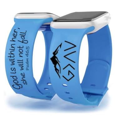 Imagem de OAEUQ Pulseira de silicone God In Her Heart Bible com gravação Psalm 46:5 para relógios Jesus Deus Cristão Psalm de 38 mm, 40 mm, 41 mm, 42 mm, 44 mm, 45 mm, 46 mm, 49 mm, presente de Jesus Deus