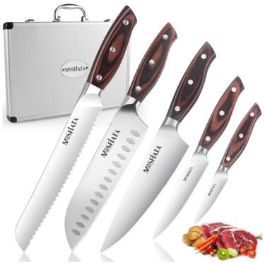 Imagem de Conjunto de Facas em Aço Inoxidável, 5 Peças, MOSFIATA, Marrom