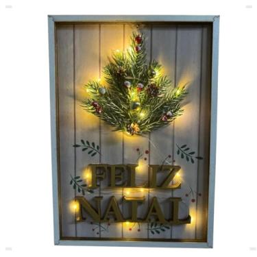 Imagem de Quadro Natalino Para Porta Guirlanda Led Com Pisca Pisca