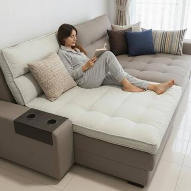 Imagem de Pillow Top Sofá WAVY Retrátil Reclinável Protetor Dupla Face com 12cm 