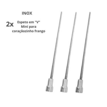 Imagem de 3x Espeto Mini Inox Lâmina 30cm Churrasco Coração - INOX LAURINDOS