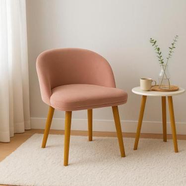 Imagem de Cadeira Lua Slim Decorativa Tecido Veludo Pés Palito - Pétala, ROSE
