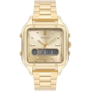 Imagem de Relógio Euro Feminino Ref: Eubj3890aat/4h Anadigi Retangular Dourado