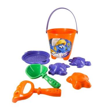 Imagem de Baldinho De Praia Para Brincar Na Areia Dos Smurfs 7 Peças Roxo - Bric