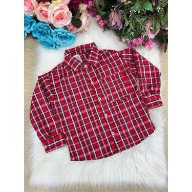 Imagem de Camisa Xadrez Junina Eduardo Vermelho - Tecido 80% Poliester 20% Algod