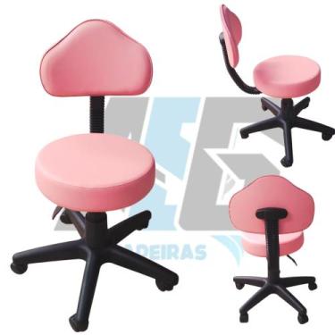 Imagem de Cadeira Mocho Trabalho Confortável Estética Manicure Giratória Feminin
