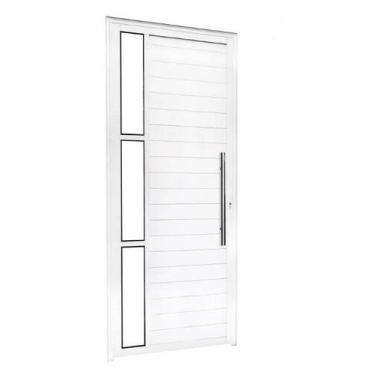 Imagem de Porta Lambril com Puxador e Vidro Lateral Alumínio Branco ou Preto Lin
