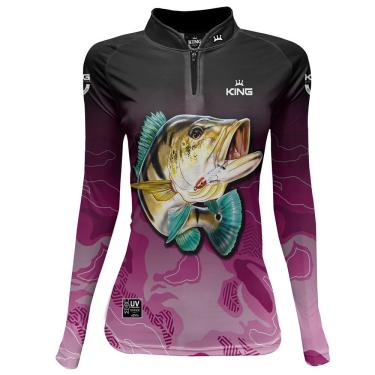 Imagem de Camiseta de Pesca Feminina King Brasil Proteção Solar UV 50+ (KFF656)