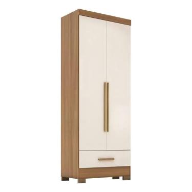 Imagem de Guarda Roupa Solteiro 2 Portas 1 Gavetas Smart Plus GR2123S Cinamomo Off White - Móveis Rodial