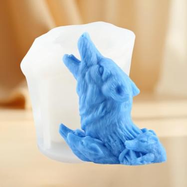 Imagem de Moldes de vela de lobo, cabeça de lobo, moldes de silicone, lobos, molde de resina epóxi para fazer velas, aromaterapia, velas de gesso, resina e argila