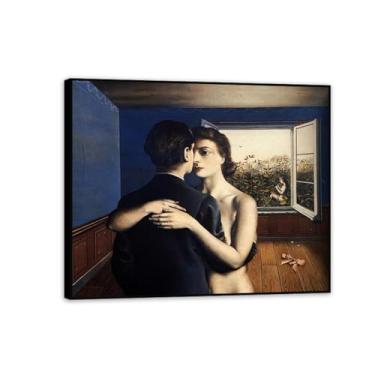 Imagem de Paul Delvaux Print The Joy of Life Painting on Canvas Famous Art Posters Surrealism Wall Art Picture For Home Office Decor Unique Gift 35x30cm (35.6x30.5 cm) Preto emoldurado