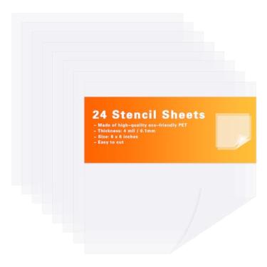 Imagem de Conjunto de folhas de estêncil de corte fácil de acetato Mylar de 24 a 15 cm x 15 cm para corte de vinil Cricut – Material de artesanato