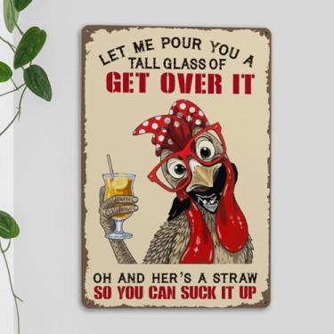 Imagem de Sinais engraçados de metal de galinha, presentes de galinha, placas de galinha para quintal, quintal, decoração de galinheiro, placas de fazenda para casa, cozinha, decoração ao ar livre, Let Me Pour