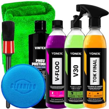Imagem de Kit Automotivo Tok Final Shampoo V-Floc Pneu Pretinho V30 Vonixx Acessórios Karbox