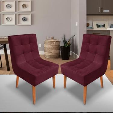 Imagem de Conjunto com 2 Cadeiras de Jantar Suede Premium com Pés Palito – Elegância e Conforto para Sala ou Cozinha (Bordô)