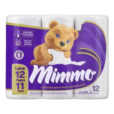 Imagem de 5X Papel Higiênico Folha Dupla Neutro Mimmo 30M Pacote Lev