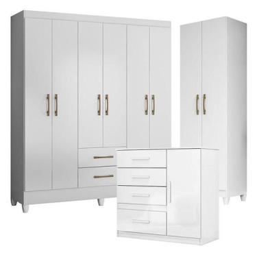 Imagem de Guarda Roupa Casal Panamá com Cômoda Vênus e Armário Multiuso New Íris