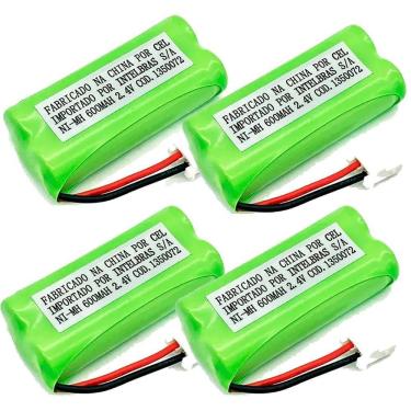 Imagem de Kit 4 Baterias Telefone Intelbras 2,4v 600mah