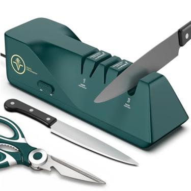 Imagem de VIDOME Afiador De Facas, Elétrico Abrasivos Diamantados Para Facas Aço Inoxidável E Cerâmica, Com Tesoura Caixa Coletora Pó, Afiação Polimento Rápido