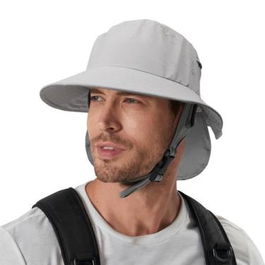 Imagem de Chapéu JOYART Surf Bucket de aba larga 7 cm cinza com alça de queixo