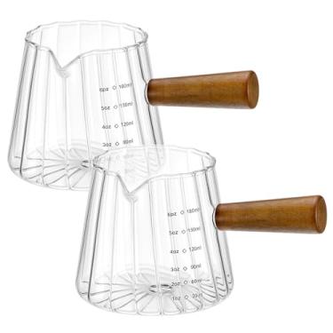 Imagem de QWORK 2 copos medidores de vidro de 170 g com bico, conjunto de copos de dose única para café, leite, xarope de chá