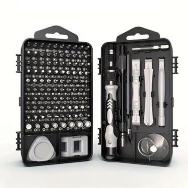 Imagem de Conjunto de chaves de fenda de precisão de 115 peças para telefone, computador, relógio, console, óculos e reparo de eletrônicos – Kit de ferramentas compacto profissional e faça você mesmo