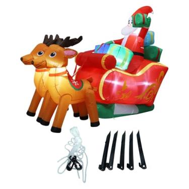 Imagem de Fancyes Papai Noel inflável em trenó para decoração natalina externa, ideal para o inverno e para o jardim, 1.8 Milhões