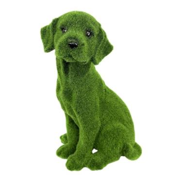 Imagem de Bothyi Estátua de cachorro aveludado para jardim, escultura decorativa criativa para micro paisagem, presente divertido, estatueta realista de cachorro, 16cm X 22cm X 34cm