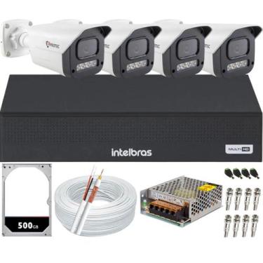 Imagem de Kit 4 Câmeras 1080p Full Color C/Áudio Dvr Intelbras 4ch 500GB
