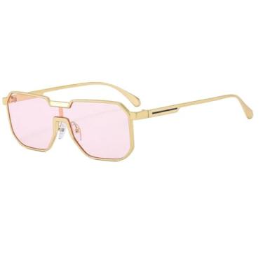 Imagem de HCPIHF Óculos de sol UV400, armação degradê, vintage feminino (dourado-rosa)