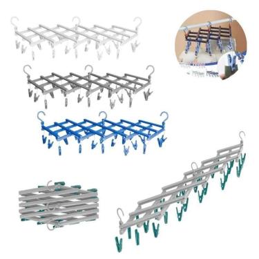 Imagem de Varal Sanfonado 29 Prendedores Ajustável Para Roupas Leves